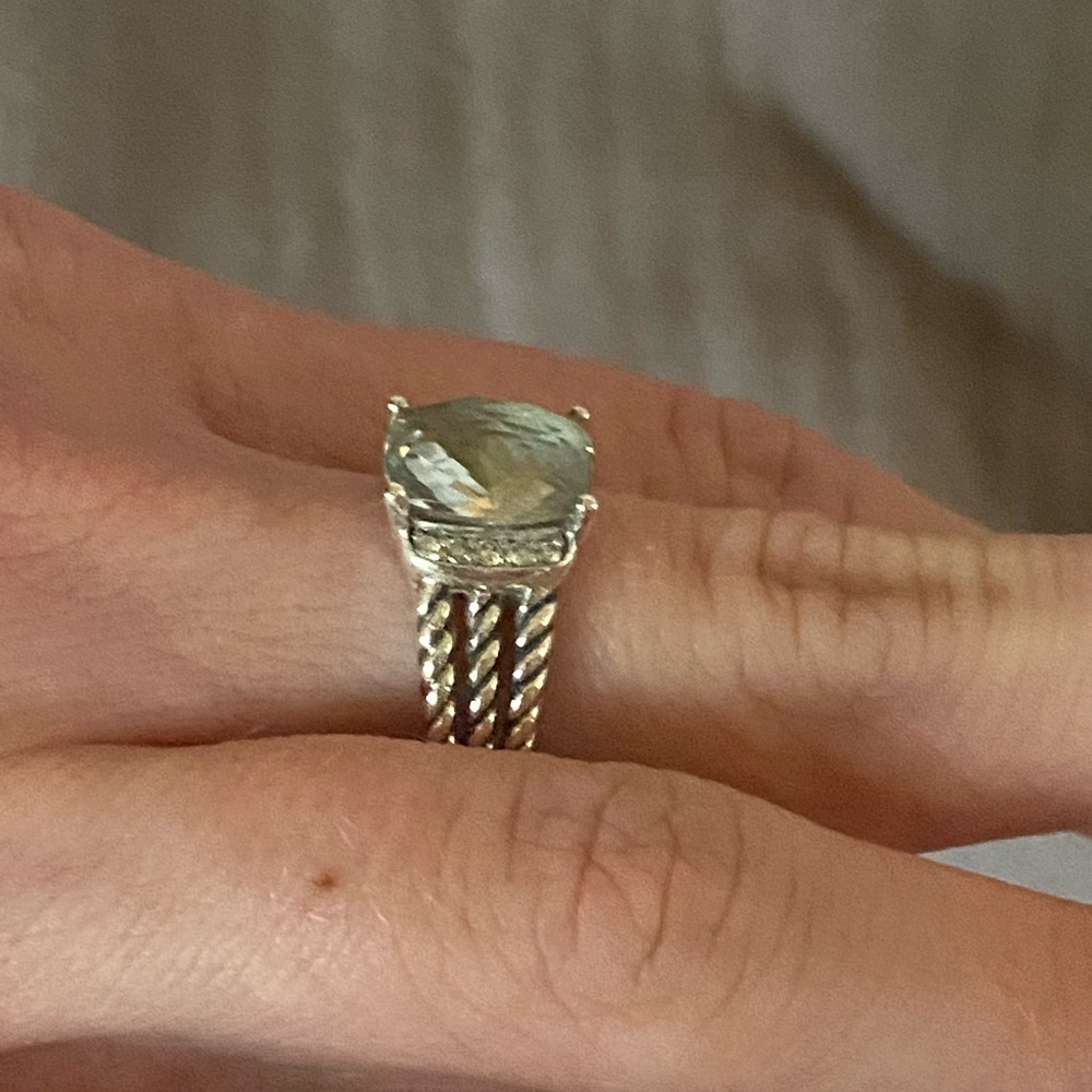 David Yurman Petite Wheaton Prasiolite & Diamond Ring - Picture 10 of 13